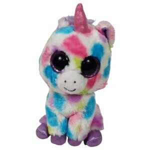 Ty Beanie Boos Wishful Unicorn Plush Pink Purple Stuffed Animal 2014 Glitter Eye